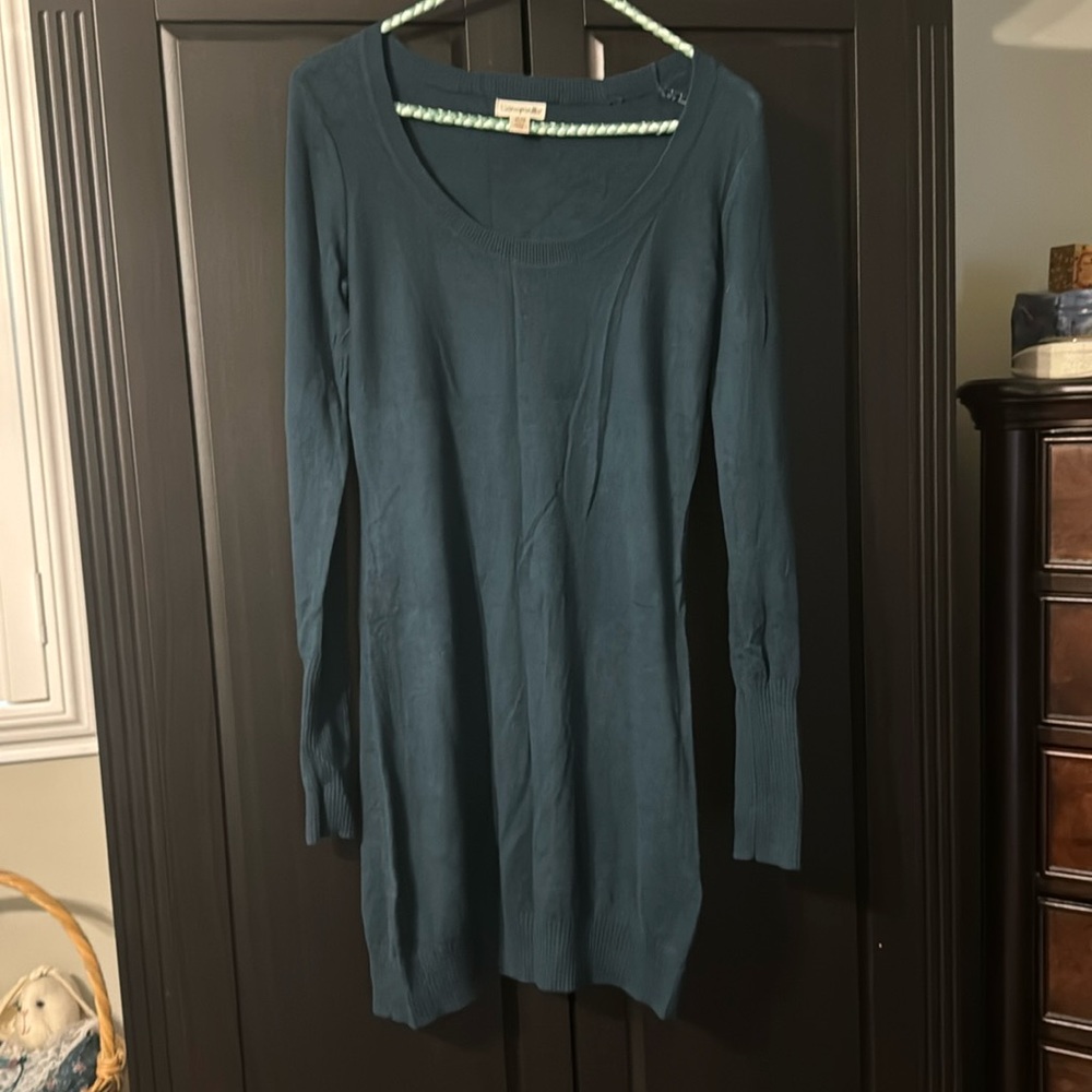 Dark green sweater dress